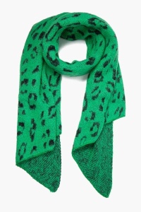 Asymmetric Leopard Scarf - Green